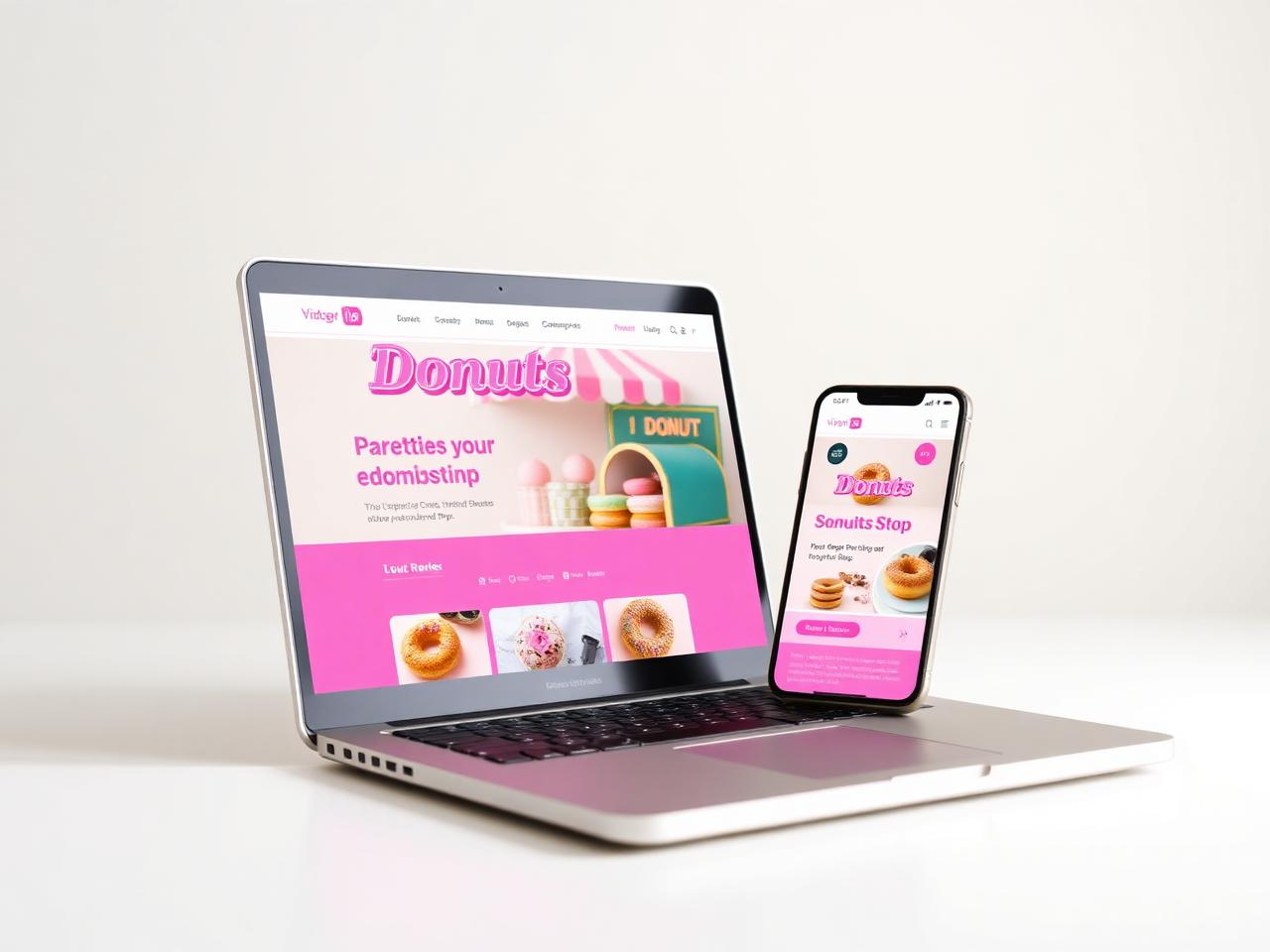 Sweet Spot Donuts website shown on a laptop and phone mockup
